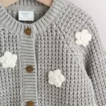Grey Crochet Flowers Baby Knitted Cardigan