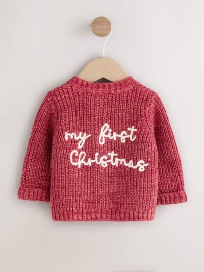 My First Christmas Knitted Baby Cardigan