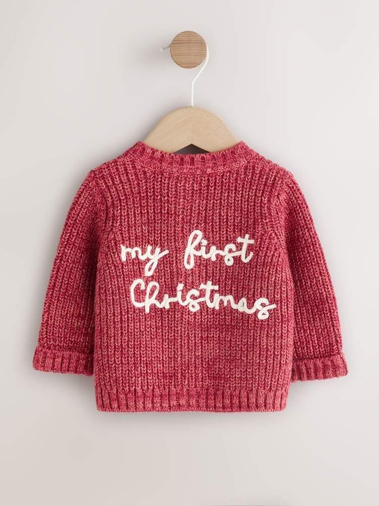 My First Christmas Knitted Baby Cardigan