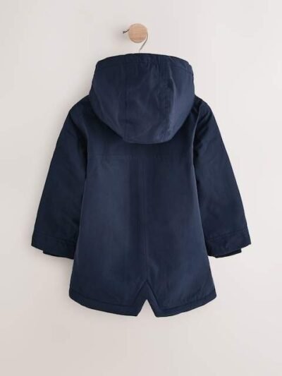 Navy Waterproof Borg Lined Parka Coat