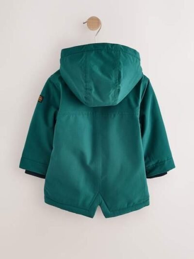 Forest Green Waterproof Borg Lined Parka Coat