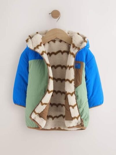 Blue/Green Reversible Borg Jacket