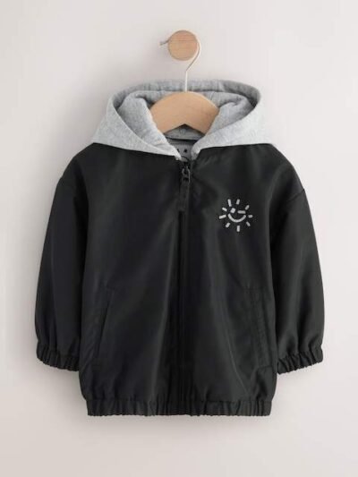 Black Hooded Bomber Jacket