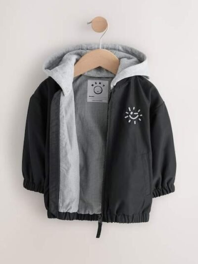 Black Hooded Bomber Jacket