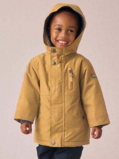 Ochre Yellow Waterproof Borg Lined Parka Coat