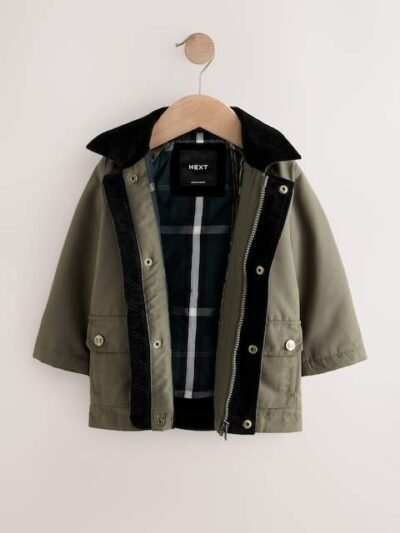 Khaki Green Cord Collar Coat