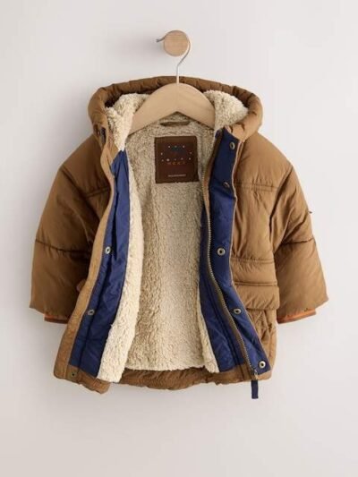 Brown Borg Lined Padded Shower Resistant Coat