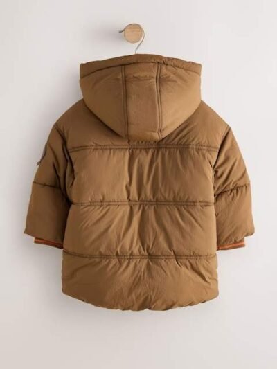 Brown Borg Lined Padded Shower Resistant Coat