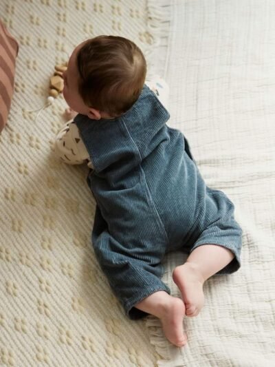 Mid Blue Cord Dungarees and Bodysuit Baby Set