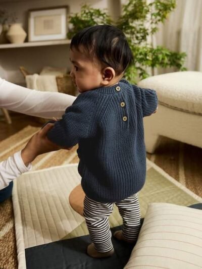 Blue Baby Knitted Jumper and Leggings Set
