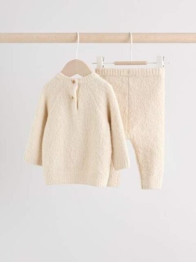 Neutral Bear Baby Knitted Jumper and Leggings Set