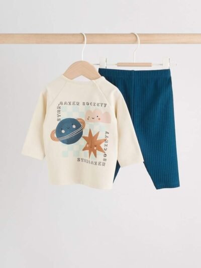 Blue Space Top and Leggings 2 Piece Baby Set