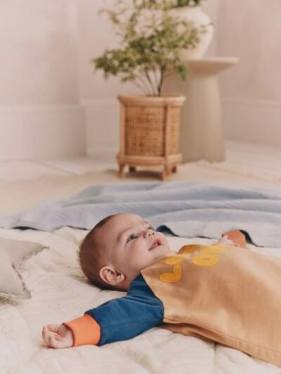 Multi Colourblock Baby Sweat Romper