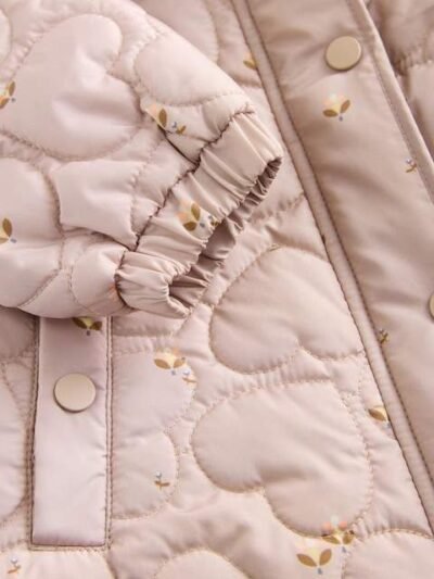 Lilac Purple Shower Resistant Heart Quilt Coat