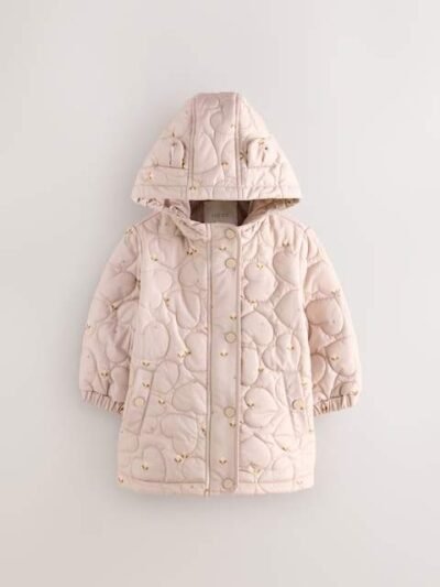 Lilac Purple Shower Resistant Heart Quilt Coat