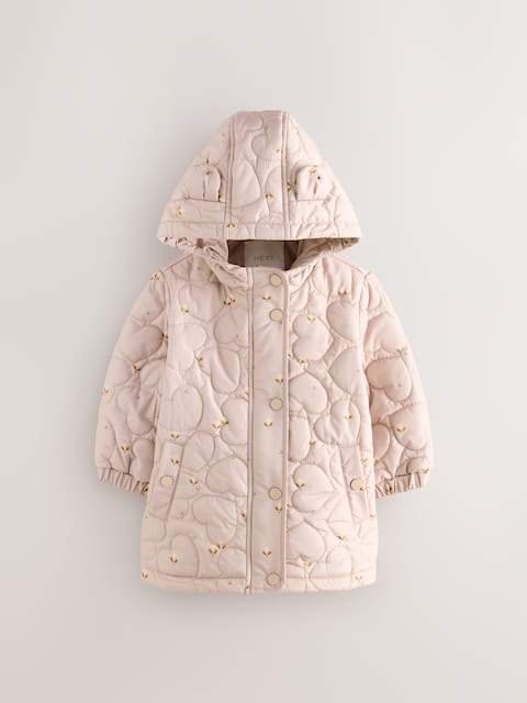 Lilac Purple Shower Resistant Heart Quilt Coat