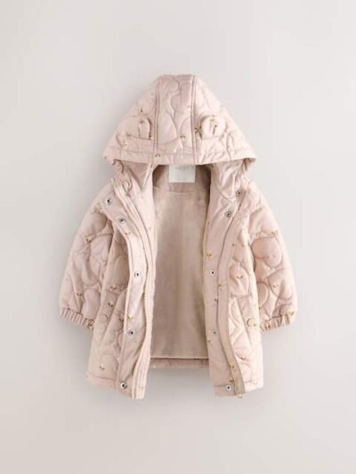 Lilac Purple Shower Resistant Heart Quilt Coat