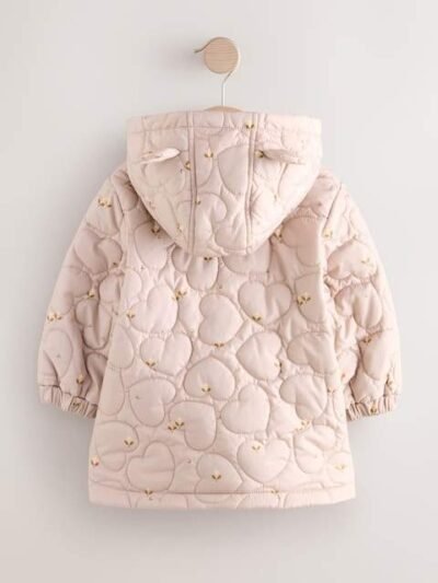 Lilac Purple Shower Resistant Heart Quilt Coat