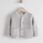 Grey Born In 2025 Baby Knitted 100% Cotton Cardigan