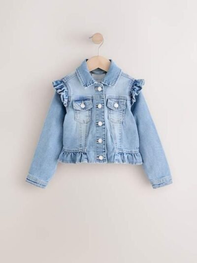 Mid Blue Frill Shoulder Denim Jacket