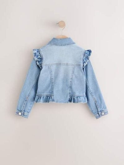 Mid Blue Frill Shoulder Denim Jacket