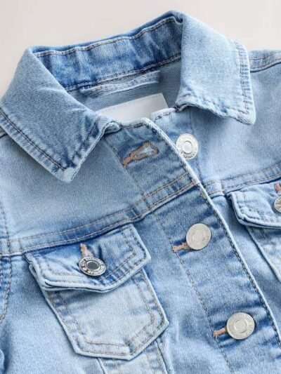 Mid Blue Frill Shoulder Denim Jacket