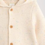 Ecru Neppy Knitted Hooded Baby Cardigan