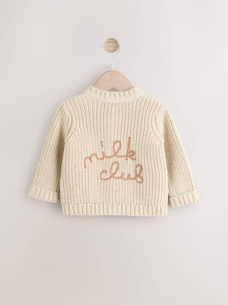 Neutral Milk Club Chunky Knitted Embroidered Baby Cardigan