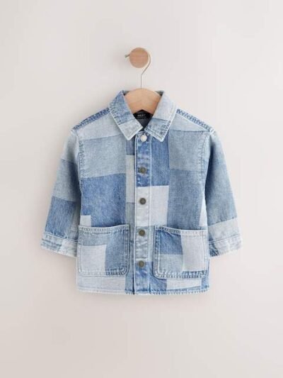 Blue Denim Overshirt Denim Patchwork Shirt