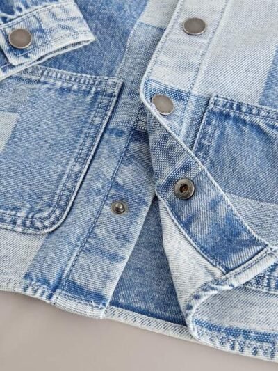 Blue Denim Overshirt Denim Patchwork Shirt