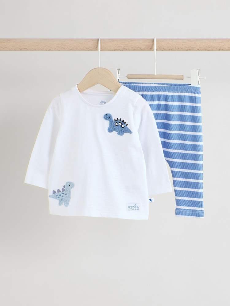 Blue Dino Baby T Shirt and Legging Set
