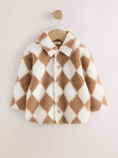 Neutral/Tan Harlequin Borg Fleece Shacket
