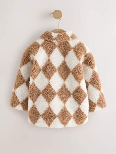 Neutral/Tan Harlequin Borg Fleece Shacket