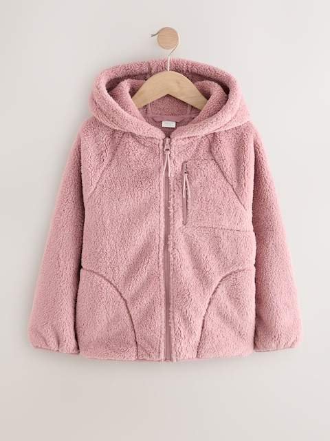 Pink Hooded Zip Fleece Jacket