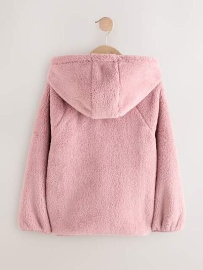 Pink Hooded Zip Fleece Jacket