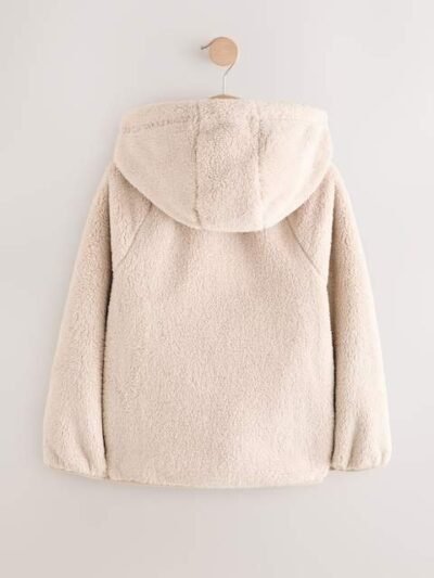 Neutral Hooded Zip Fleece Jacket