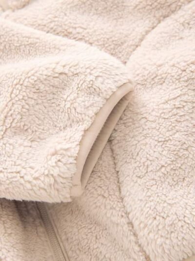 Neutral Hooded Zip Fleece Jacket