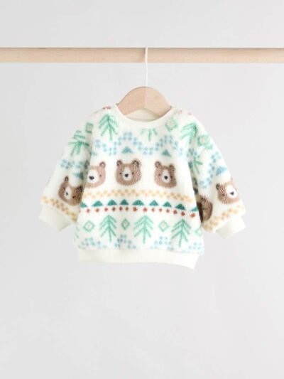 Green Bear Fairisle Baby Fleece Top and Joggers Set