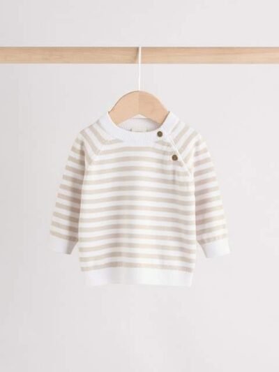 Neutral Stripe Knitted Top and Leggings Baby Set