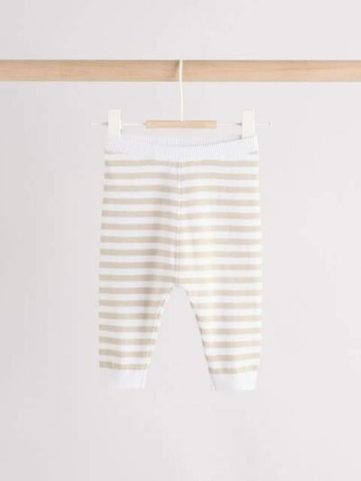 Neutral Stripe Knitted Top and Leggings Baby Set
