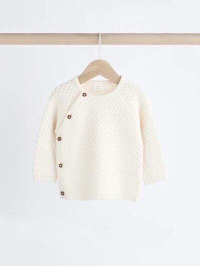 White Knitted Jumper And Trouser Baby Set