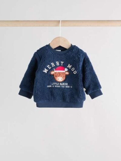 Navy Christmas Hamish Baby Fleece Top and Leggings Set