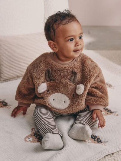 Brown Hamish Fleece Baby Sweat and Legging Set