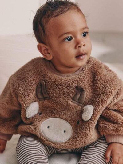 Brown Hamish Fleece Baby Sweat and Legging Set