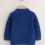 Navy and Multi Colour Bobble Baby Knitted Cardigan