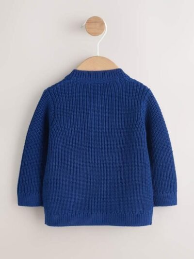 Navy and Multi Colour Bobble Baby Knitted Cardigan