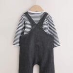 Charcoal Grey Baby Denim Dungarees and Bodysuit Set