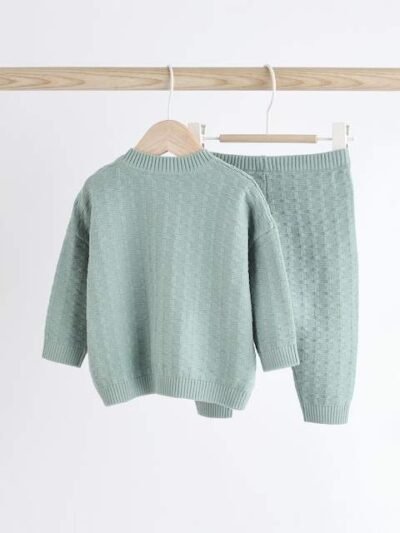 Mineral Baby Textured Knitted 100% Cotton Jumper and Leggings Set