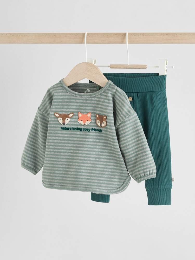 Green Character Top and Leggings 2 Piece Baby Set