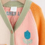 Bright Colour Block Embroidered Baby Cardigan